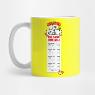 Ingredients of NCT DREAM's hot sauce. Mug